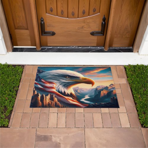 Majestic Eagle Merged With American Flag 36x24 Doormat