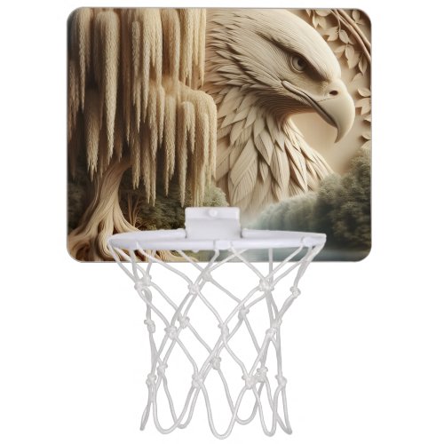 Majestic Eagle Overlooking Serene Lake  Mini Basketball Hoop