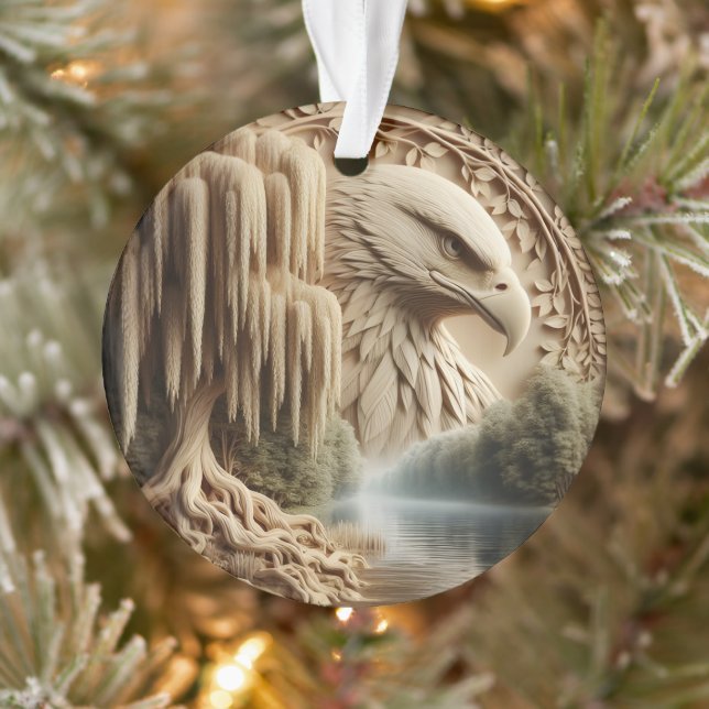Majestic Eagle Overlooking Serene Lake  Ornament (Tree)