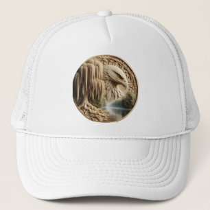 Majestic Eagle Overlooking Serene Lake  Trucker Hat