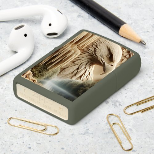 Majestic Eagle Overlooking Serene Lake  Zippo Lighter