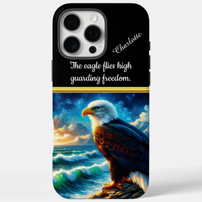 Majestic eagle overlooking tumultuous ocean waves Case-Mate iPhone case (Back)