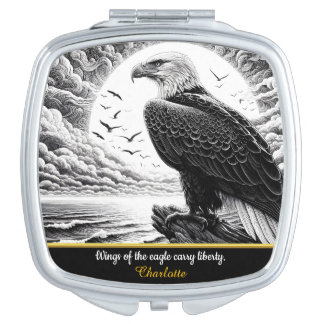 Majestic eagle perched by the sea at sunrise compact mirror