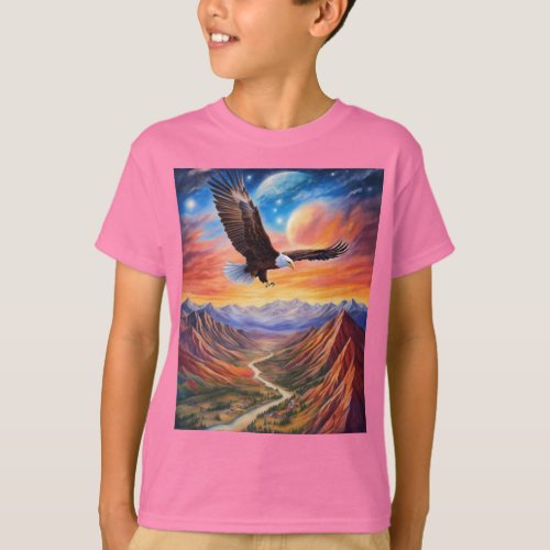 Majestic Eagle Realistic Coloured Pencil T_Shirt 