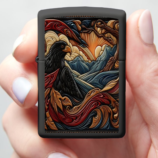 Majestic Eagle Scenic Artwork Zippo Lighter (In Hand)