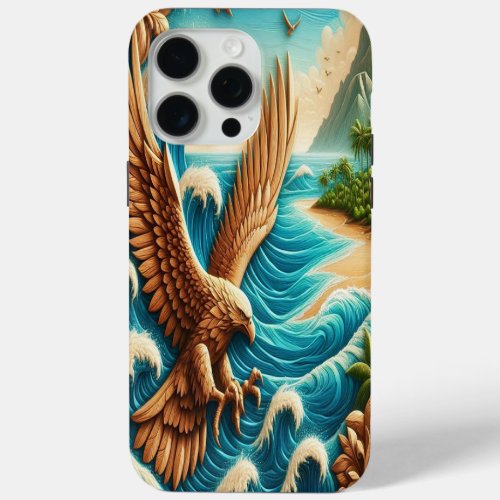 Majestic Eagle Soaring Above Beach iPhone 15 Pro Max Case