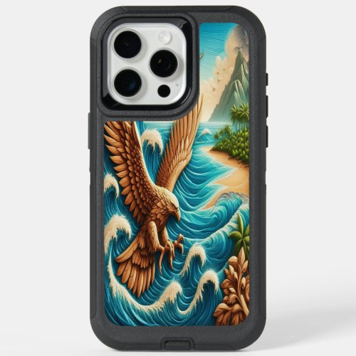 Majestic Eagle Soaring Above Beach iPhone 15 Pro Max Case