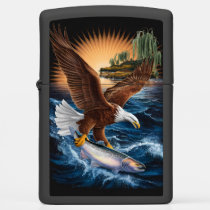 Majestic Eagle Soaring Above Fishes Below Zippo Lighter