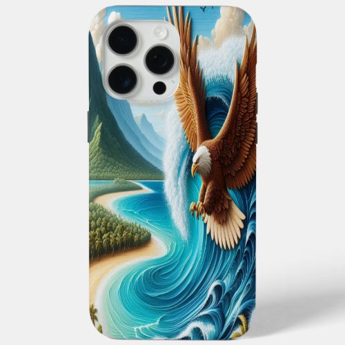 Majestic Eagle Soaring Above Ocean iPhone 15 Pro Max Case