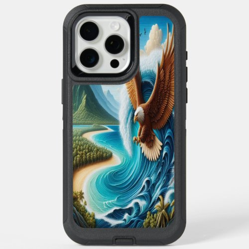 Majestic Eagle Soaring Above Ocean iPhone 15 Pro Max Case