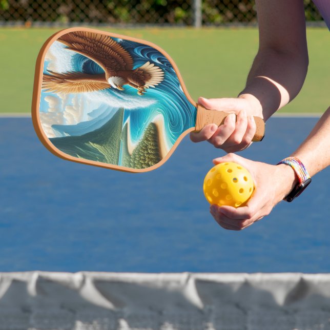 Majestic Eagle Soaring Above Ocean Pickleball Paddle (Insitu)