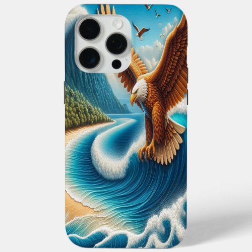 Majestic Eagle Soaring Above Sandy Shore iPhone 15 Pro Max Case