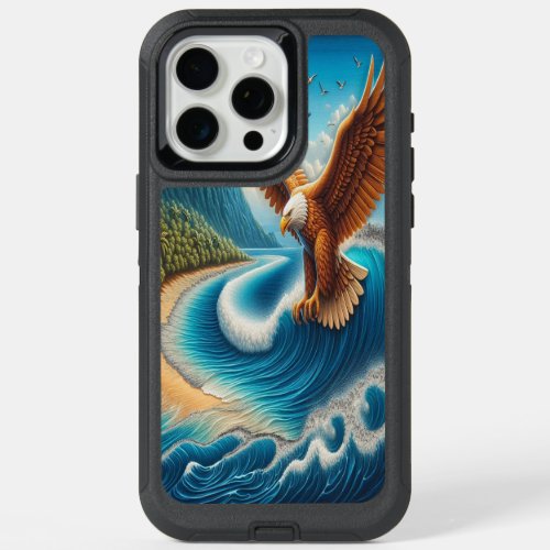 Majestic Eagle Soaring Above Sandy Shore iPhone 15 Pro Max Case