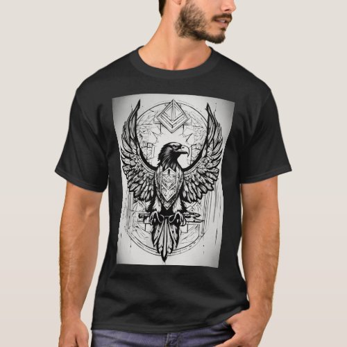 Majestic Eagle Soaring Design T_Shirt
