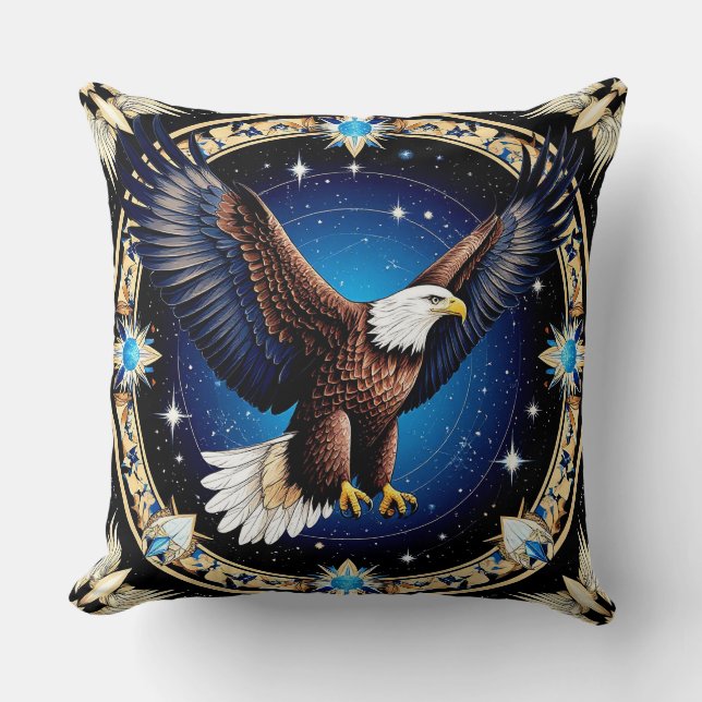 Majestic Eagle Soaring Freedom Inspired Gift Throw Pillow (Front)