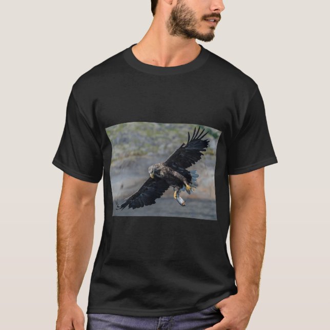 Majestic Eagle Soaring Over the Sea T-Shirt (Front)