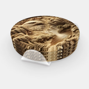 Majestic Eagle Soaring Through Stained Glass Coaster Set