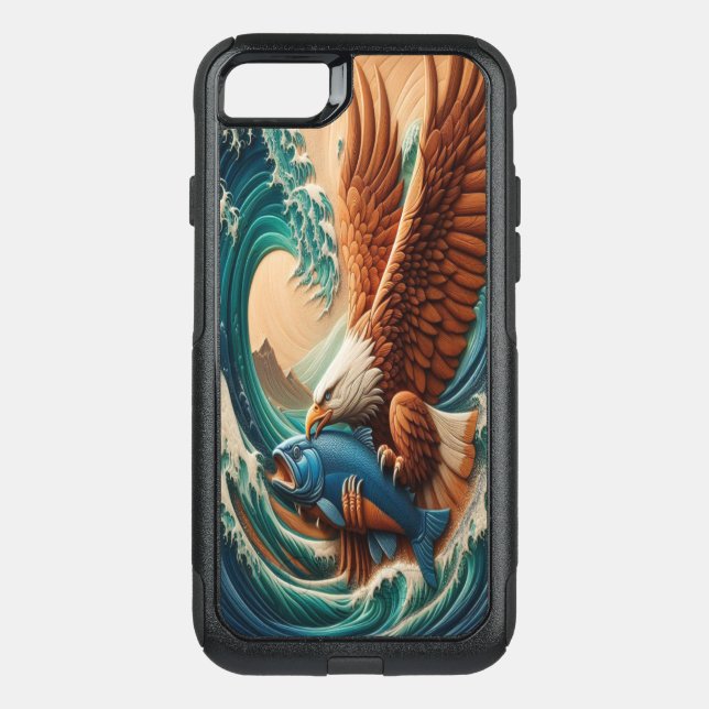 Majestic Eagle Soars Over Fish iPhone 15 Pro Max Case (Back)
