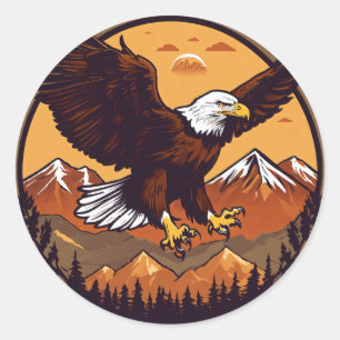 Majestic Eagle Sunset Flight Classic Round Sticker