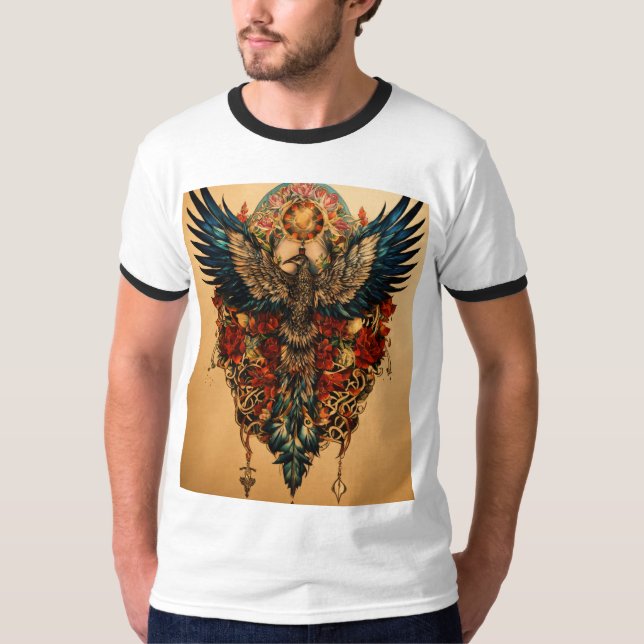 Majestic Eagle Tattoo Design T-Shirts (Front)