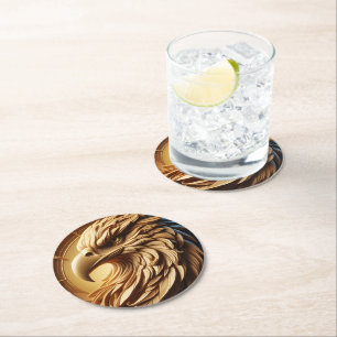 Majestic Eagle Timekeeper Round Paper Coaster