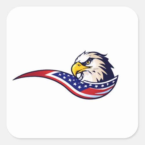Majestic Eagle USA Flag Logo Design Square Sticker