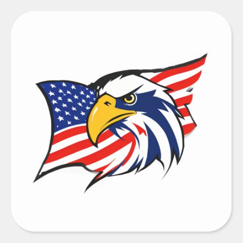 Majestic Eagle USA Flag Logo Design Square Sticker