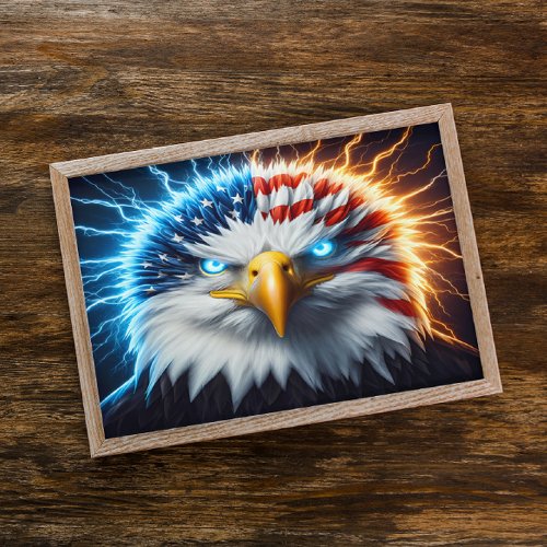 Majestic Eagle With American Flag Crown Poster