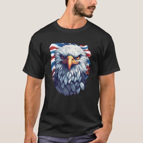 Majestic Eagle with American Flag T_Shirt