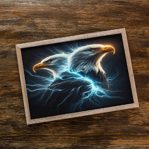 Majestic Eagles Dance Amidst Lightning Poster