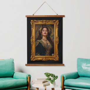 Majestic Elegance Of Valerine d’Auvray Portrait Hanging Tapestry