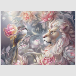 Majestic Elegant Floral Lion Head & Bird Tissue Paper