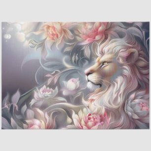 Majestic Elegant Floral Lion Head Decoupage Tissue Paper
