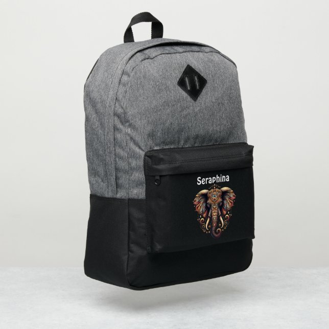 Majestic elephant adorned with intricate patterns port authority® backpack (Left Corner)