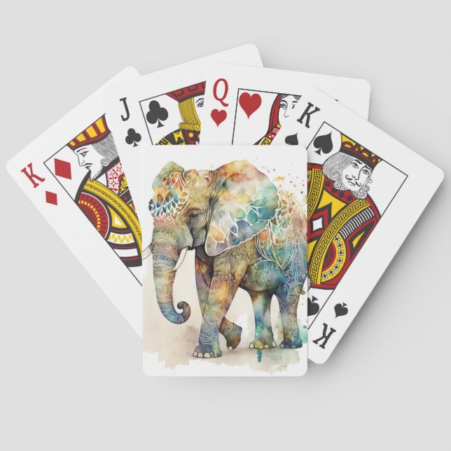 Majestic Elephant Beautiful Artwork Spirit Guide Poker Cards (Back)