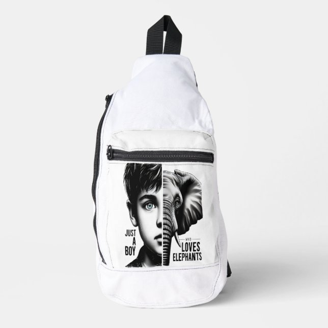 Majestic Elephant-Boy Harmony Portrait Sling Bag (Front)