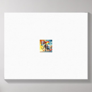 Majestic elephant holding a vibrant flag Canvas Photo Tile