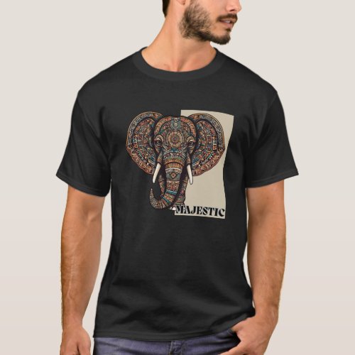 Majestic Elephant in Aztec Design T_Shirt