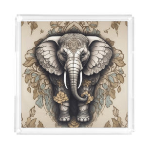 Majestic Elephant Mandala Acrylic Tray