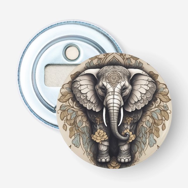 Majestic Elephant Mandala Bottle Opener (Front)