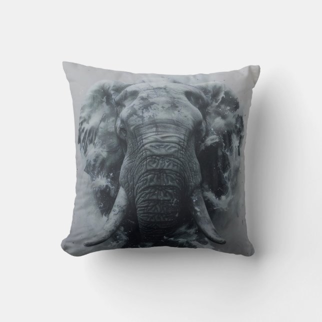 Majestic Elephant Throw Pillow (Front)