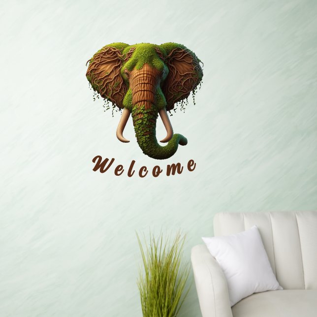 Majestic Elephant Trunk & Vines - Nature-Inspired Wall Decal (Living Room)