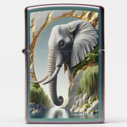 Majestic Elephant Wading in Water Zippo Lighter