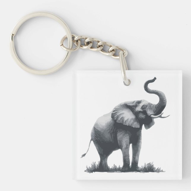 Majestic Elephant with Raised Trunk  Keychain (Front)