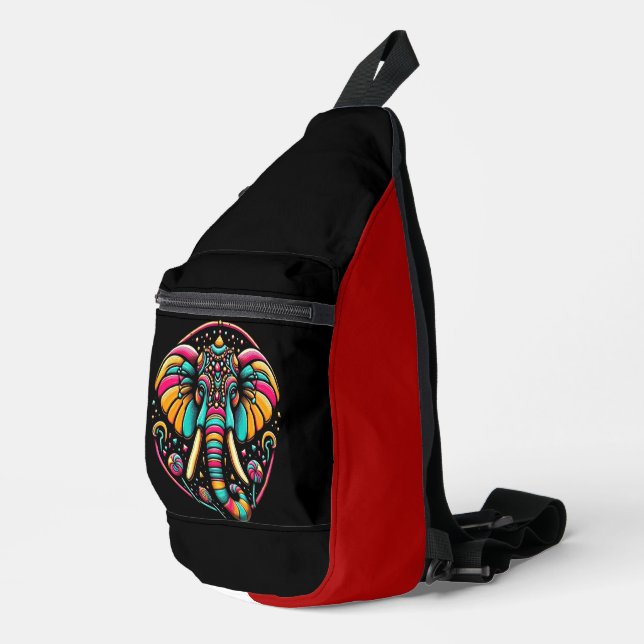 Majestic Elephant With Vibrant Face Paint Sling Bag (Right Corner)