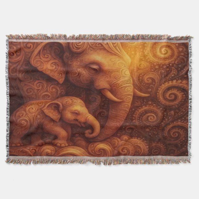 Majestic Elephants Throw Blanket (Front)
