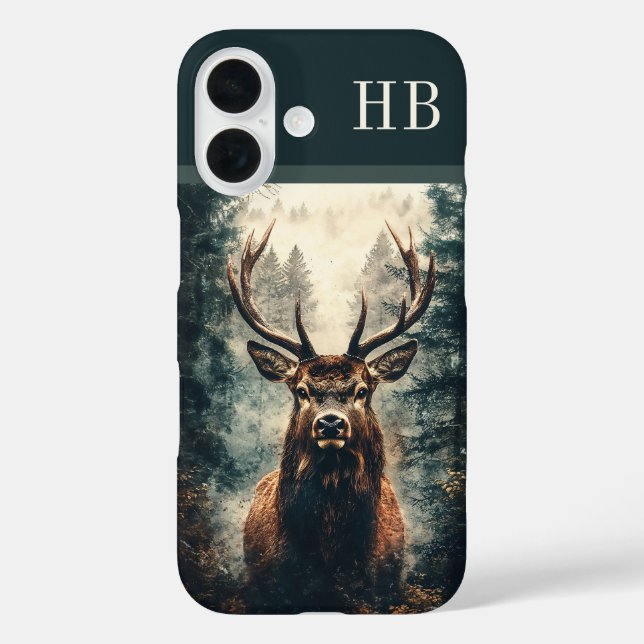 Majestic Elk Deer Monogram Personalized Case-Mate iPhone Case (Back)