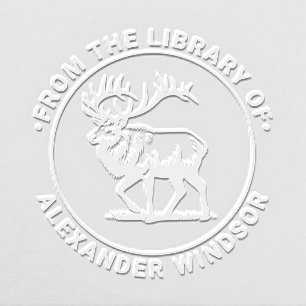 Majestic Elk Standing Library Book Name Embosser