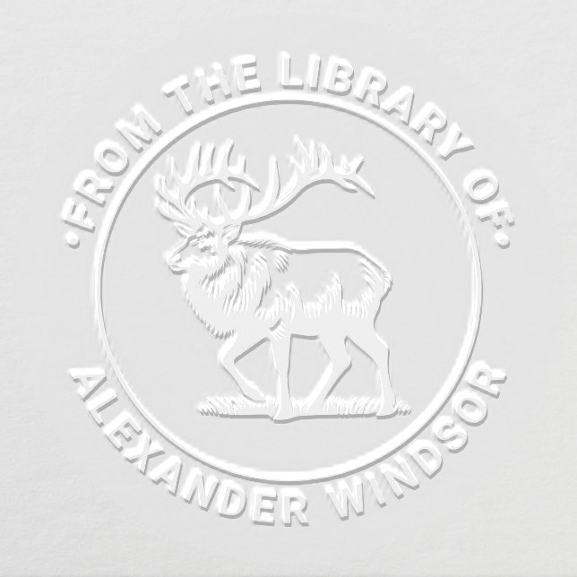 Majestic Elk Standing Library Book Name Embosser (Design)