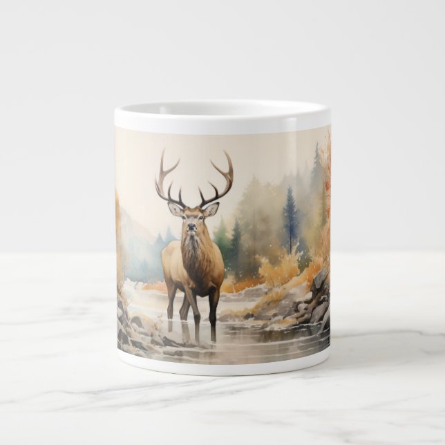 Majestic Elk: Untamed Beauty in the Wild Giant Coffee Mug (Front)